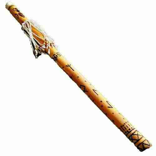 Chocalho RainStick Xamã em Bambu, Feitas à Mão, com Runas Norreniche Loki