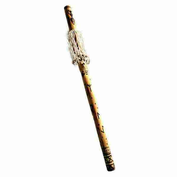 Chocalho RainStick Xamã em Bambu, Feitas à Mão, com Runas Norreniche Loki