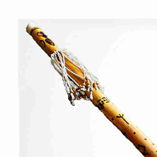 Chocalho RainStick Xamã em Bambu, Feitas à Mão, com Runas Norreniche Loki