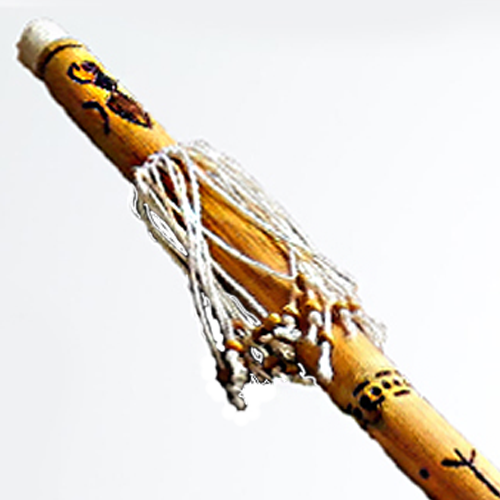 Chocalho RainStick Xamã em Bambu, Feitas à Mão, com Runas Norreniche Loki